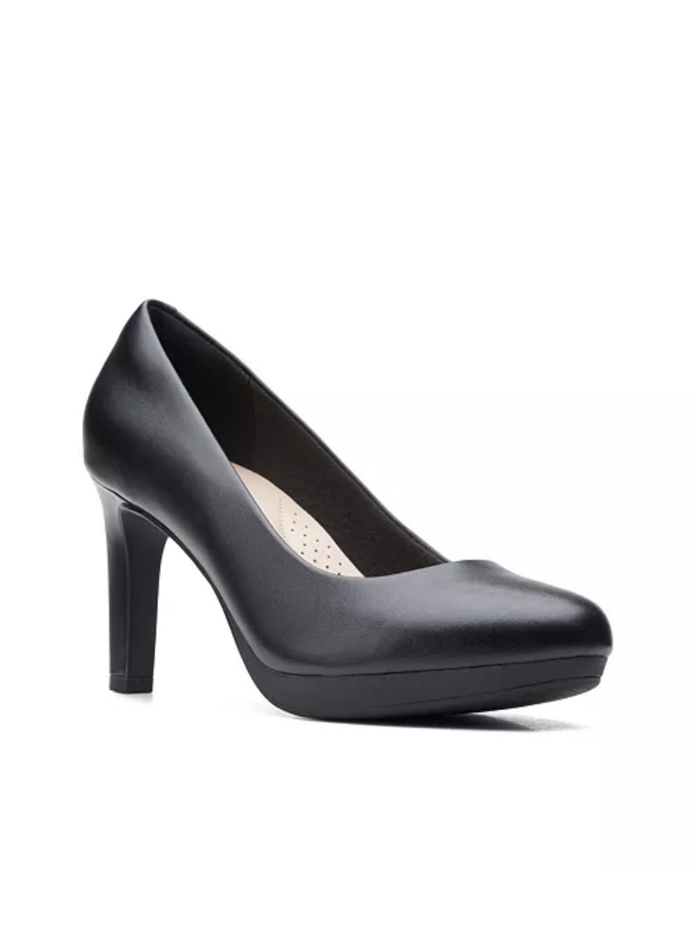Clarks Black Leather High Heel Pump